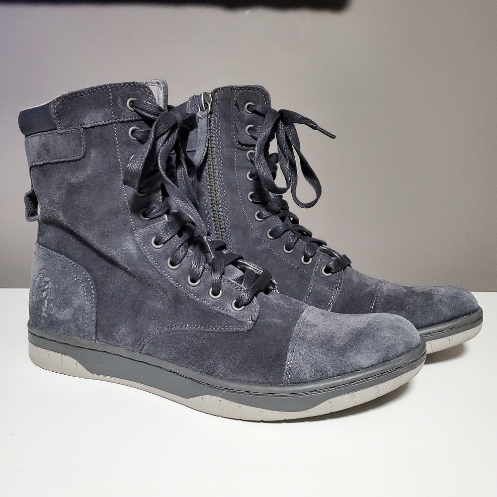Diesel Basket Butch Zippy Boots Gray/Blue Suede